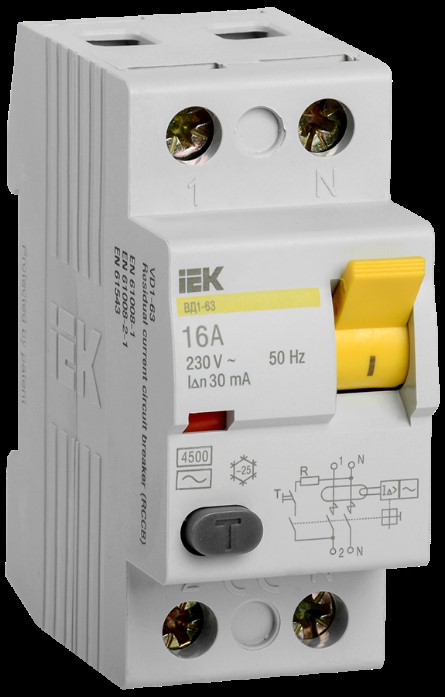 Выключатель дифференциального тока (УЗО) 2п ВД1-63 16A 30мA(Электромеханическое)